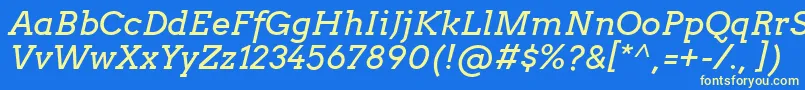 Czcionka ArvoItalic – żółte czcionki na niebieskim tle