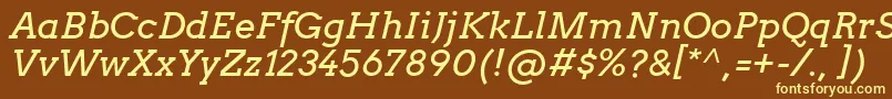 Czcionka ArvoItalic – żółte czcionki na brązowym tle