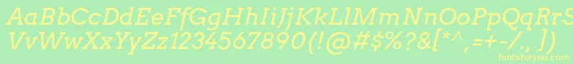 フォントArvoItalic – 黄色の文字が緑の背景にあります