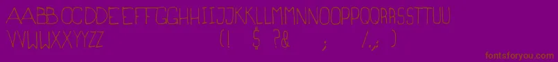 Magrilinha-Schriftart – Braune Schriften auf violettem Hintergrund