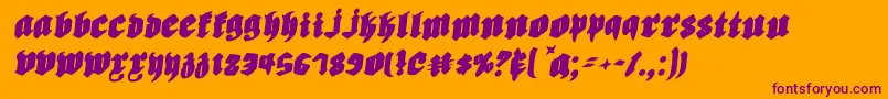 Biergartenri-Schriftart – Violette Schriften auf orangefarbenem Hintergrund