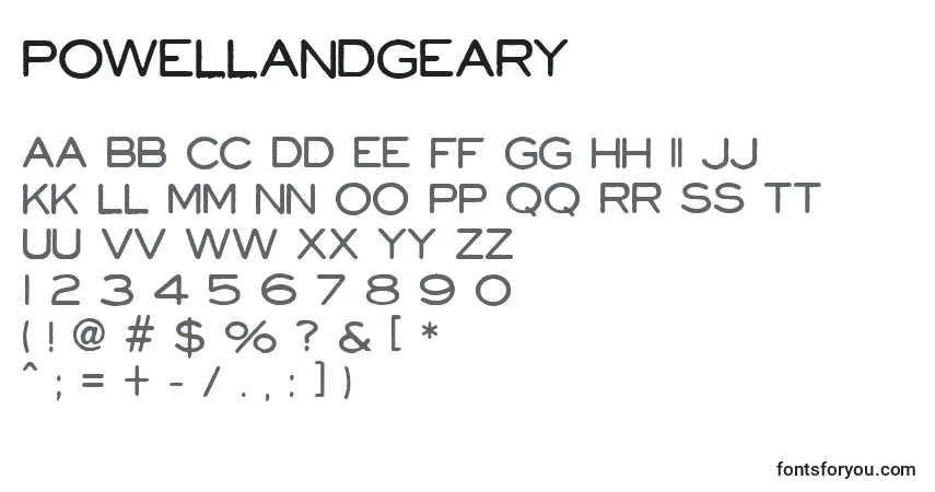 Czcionka PowellAndGeary – alfabet, cyfry, specjalne znaki