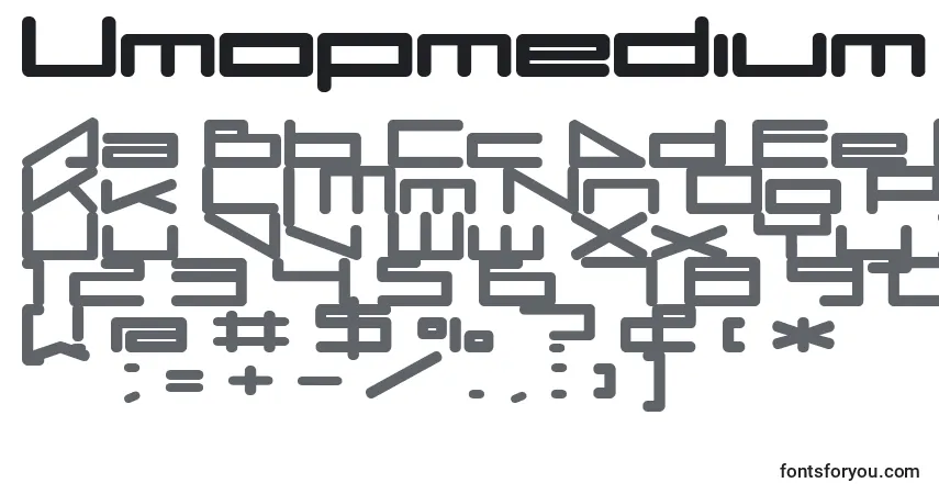 Czcionka Umopmedium – alfabet, cyfry, specjalne znaki