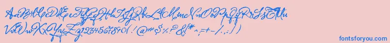 Herencia-Schriftart – Blaue Schriften auf rosa Hintergrund