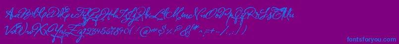 フォントHerencia – 紫色の背景に青い文字