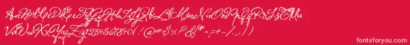 Herencia-Schriftart – Rosa Schriften auf rotem Hintergrund