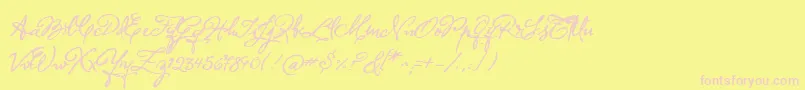 フォントHerencia – ピンクのフォント、黄色の背景