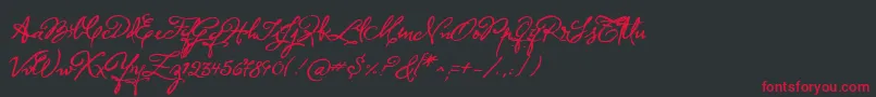 フォントHerencia – 黒い背景に赤い文字