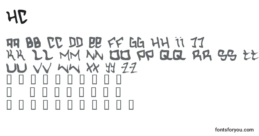 A fonte Hc – alfabeto, números, caracteres especiais