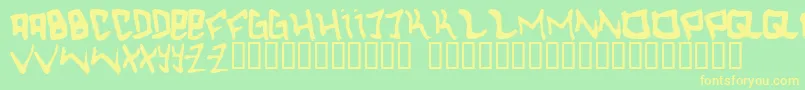 フォントHc – 黄色の文字が緑の背景にあります