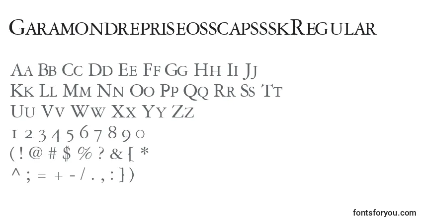 Czcionka GaramondrepriseosscapssskRegular – alfabet, cyfry, specjalne znaki