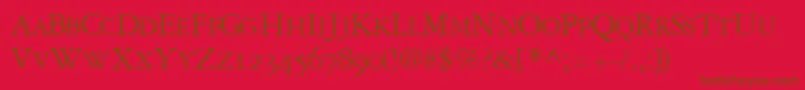 GaramondrepriseosscapssskRegular-Schriftart – Braune Schriften auf rotem Hintergrund