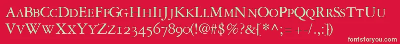Fonte GaramondrepriseosscapssskRegular – fontes verdes em um fundo vermelho