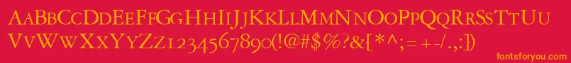 GaramondrepriseosscapssskRegular Font – Orange Fonts on Red Background