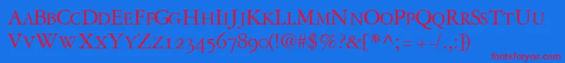 GaramondrepriseosscapssskRegular Font – Red Fonts on Blue Background