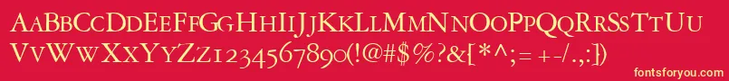 GaramondrepriseosscapssskRegular Font – Yellow Fonts on Red Background