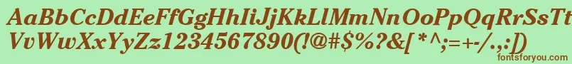 Fonte ItcCheltenhamLtBoldItalic – fontes marrons em um fundo verde