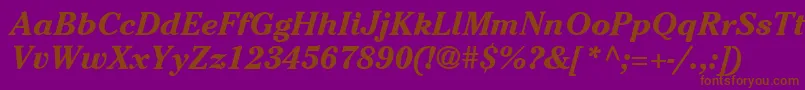 Fonte ItcCheltenhamLtBoldItalic – fontes marrons em um fundo roxo