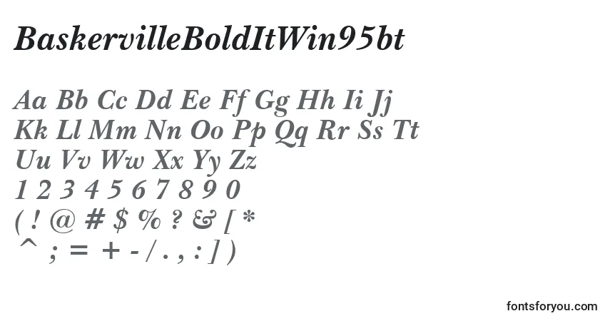 A fonte BaskervilleBoldItWin95bt – alfabeto, números, caracteres especiais