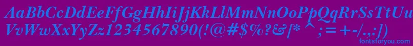 BaskervilleBoldItWin95bt Font – Blue Fonts on Purple Background