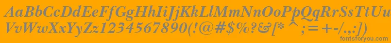 BaskervilleBoldItWin95bt-Schriftart – Graue Schriften auf orangefarbenem Hintergrund