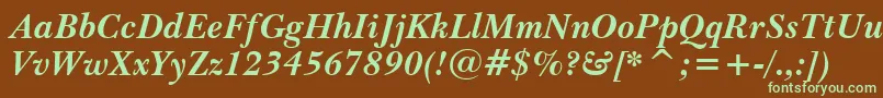 BaskervilleBoldItWin95bt Font – Green Fonts on Brown Background