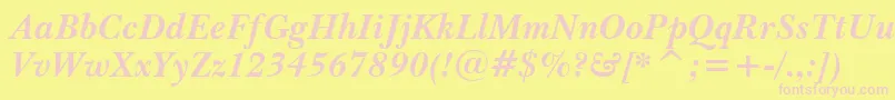 BaskervilleBoldItWin95bt Font – Pink Fonts on Yellow Background