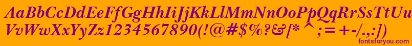 BaskervilleBoldItWin95bt Font – Purple Fonts on Orange Background