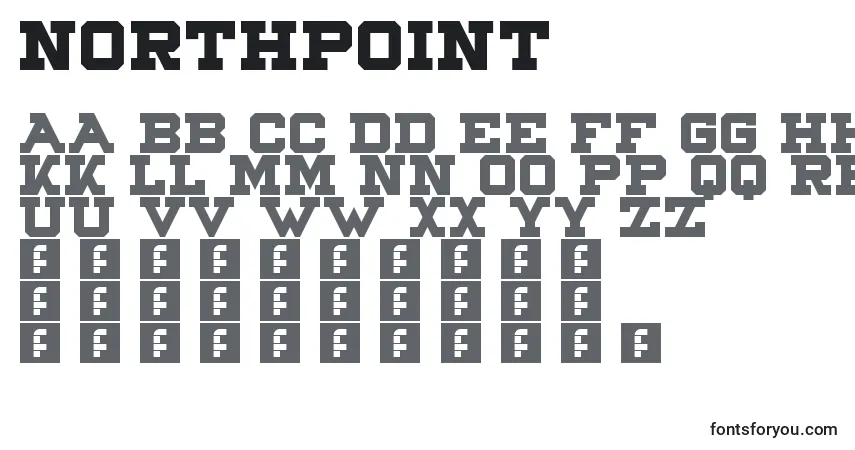 A fonte Northpoint – alfabeto, números, caracteres especiais
