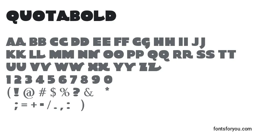 Schriftart QuotaBold – Alphabet, Zahlen, spezielle Symbole