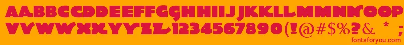 フォントQuotaBold – オレンジの背景に赤い文字