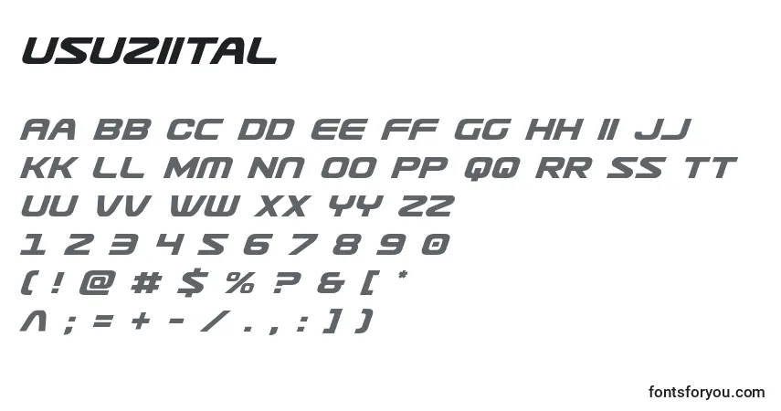 Usuziital Font – alphabet, numbers, special characters
