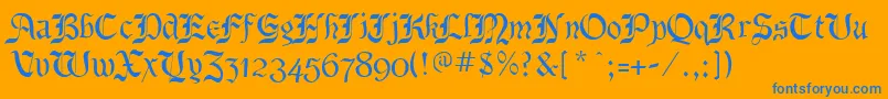 BenecryptineRegular-Schriftart – Blaue Schriften auf orangefarbenem Hintergrund