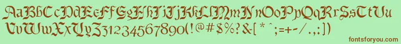 BenecryptineRegular-Schriftart – Braune Schriften auf grünem Hintergrund