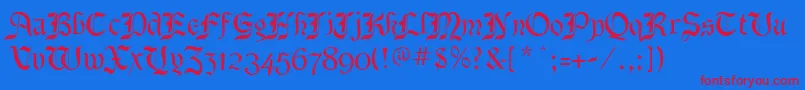 BenecryptineRegular-Schriftart – Rote Schriften auf blauem Hintergrund