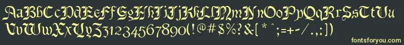 BenecryptineRegular-fontti – keltaiset fontit mustalla taustalla