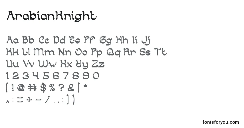 Schriftart ArabianKnight (94528) – Alphabet, Zahlen, spezielle Symbole