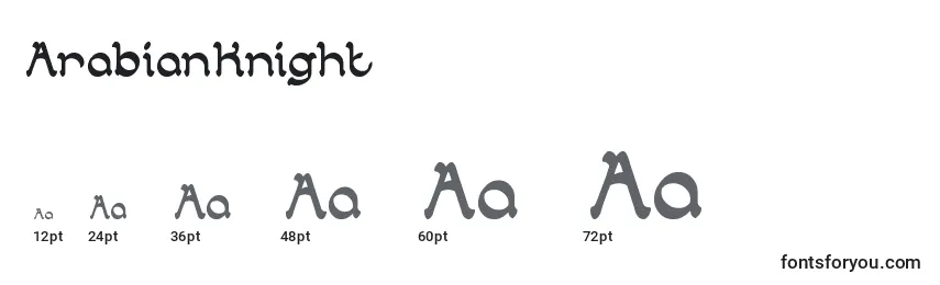 Размеры шрифта ArabianKnight (94528)
