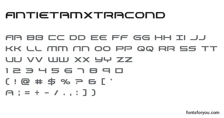 Czcionka Antietamxtracond – alfabet, cyfry, specjalne znaki