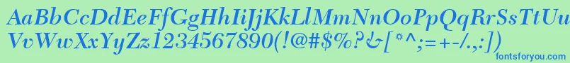 TycoonSsiSemiBoldItalic Font – Blue Fonts on Green Background