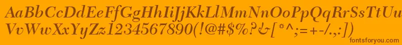 Czcionka TycoonSsiSemiBoldItalic – brązowe czcionki na pomarańczowym tle