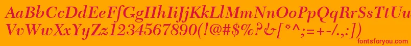 TycoonSsiSemiBoldItalic Font – Red Fonts on Orange Background