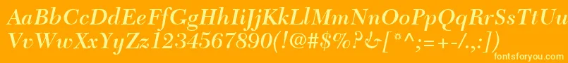 Шрифт TycoonSsiSemiBoldItalic – жёлтые шрифты на оранжевом фоне