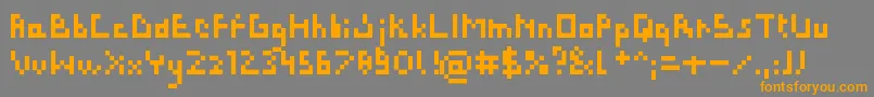 フォントBitLazy – オレンジの文字は灰色の背景にあります。