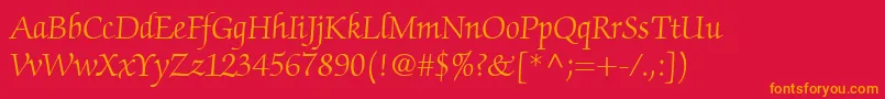 ChanceryScriptLightSsiLight Font – Orange Fonts on Red Background
