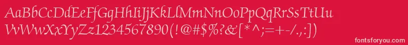 ChanceryScriptLightSsiLight Font – Pink Fonts on Red Background