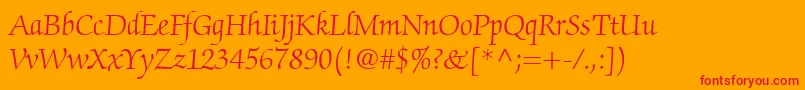 ChanceryScriptLightSsiLight Font – Red Fonts on Orange Background