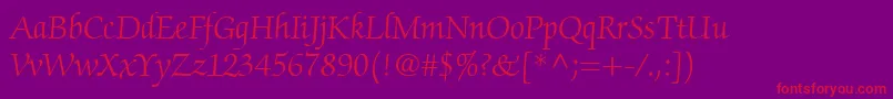 ChanceryScriptLightSsiLight Font – Red Fonts on Purple Background