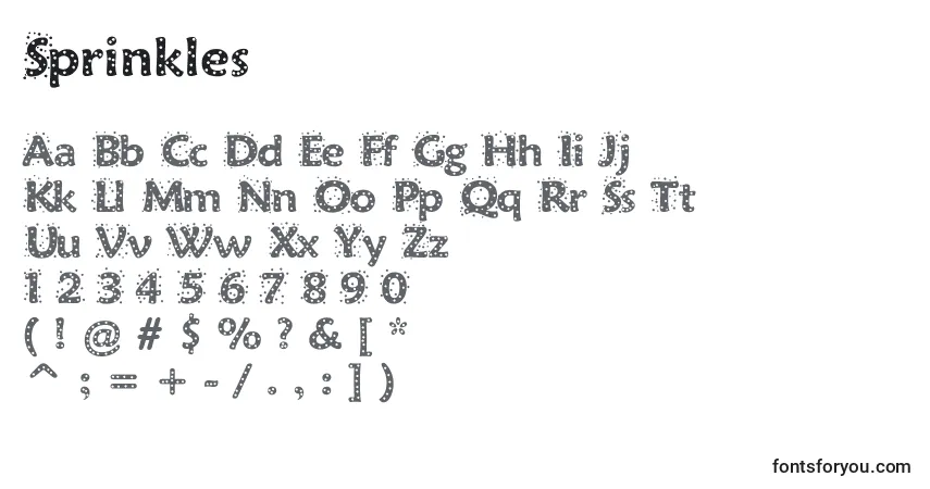Czcionka Sprinkles – alfabet, cyfry, specjalne znaki