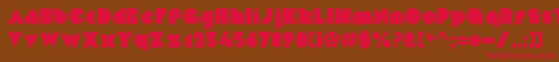 MekonBlockalt-Schriftart – Rote Schriften auf braunem Hintergrund